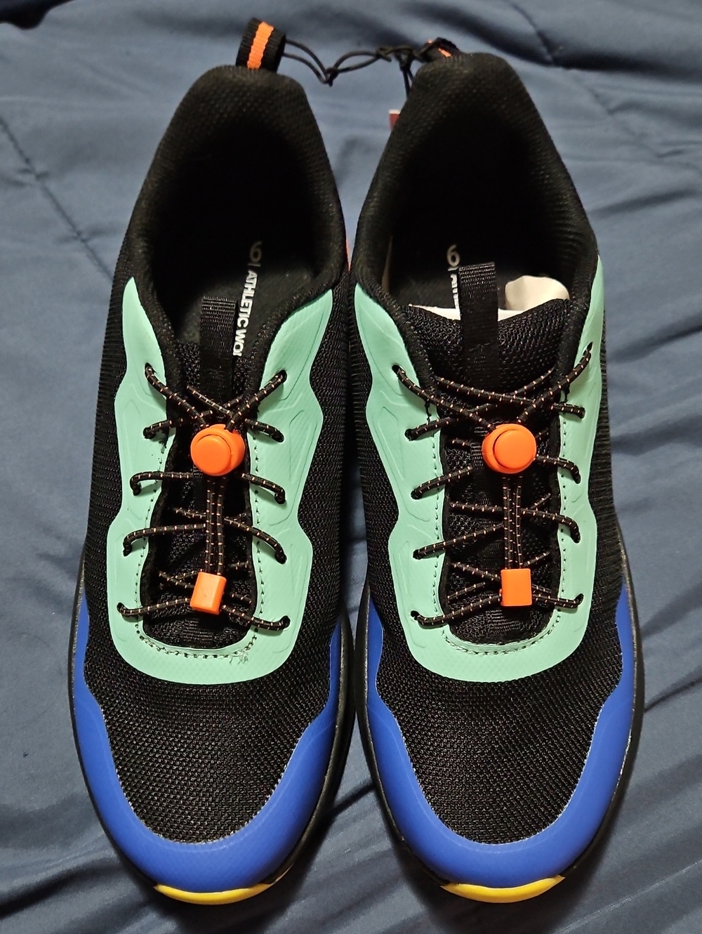 Athletic Works Black, Mint & Blue Lace-Free Men's Sneakers